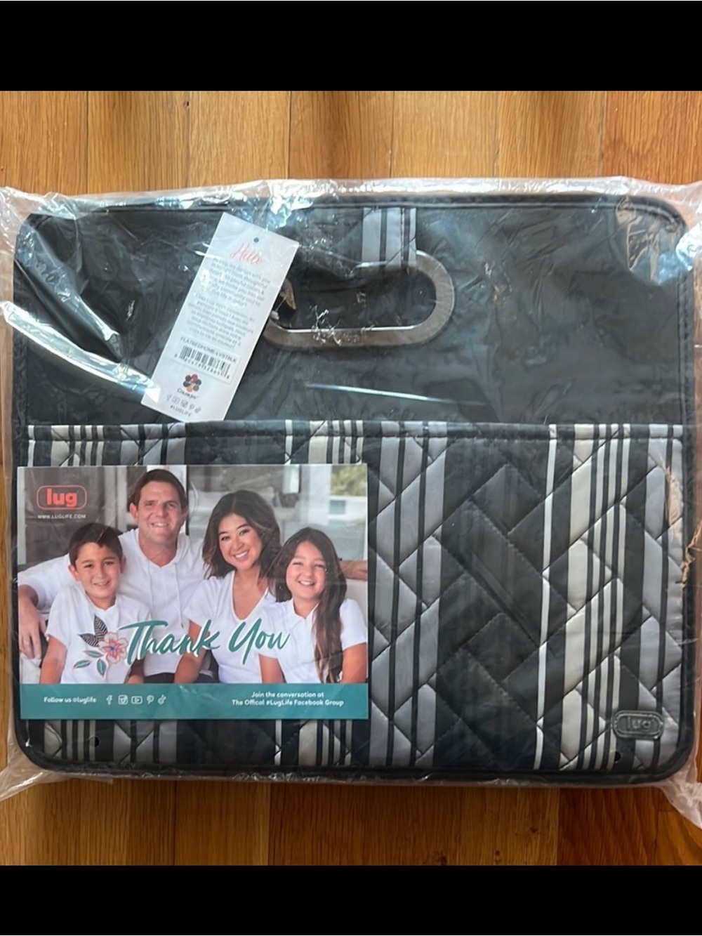 NWT Lug Flatbed Collapsible Multi-Purpose Organizer in Love Stripe Black